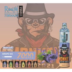 RandM Tornado Belgium | RandM Tornado 7000 vape-apparaat met luchtstroomregeling 1 st druiven ijs FV0D6173